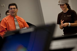 Abigail Lunsford '12 smiles in reaction to a lively discussion in Gomez-Mejia's management class.