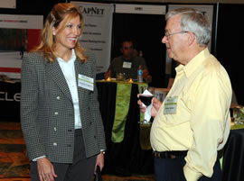 Convention attendees talking