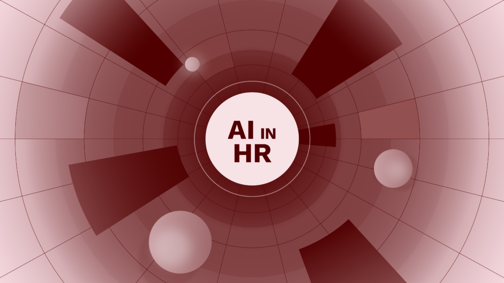 Article Title: AI in HR floating in an abstract, futuristic space.