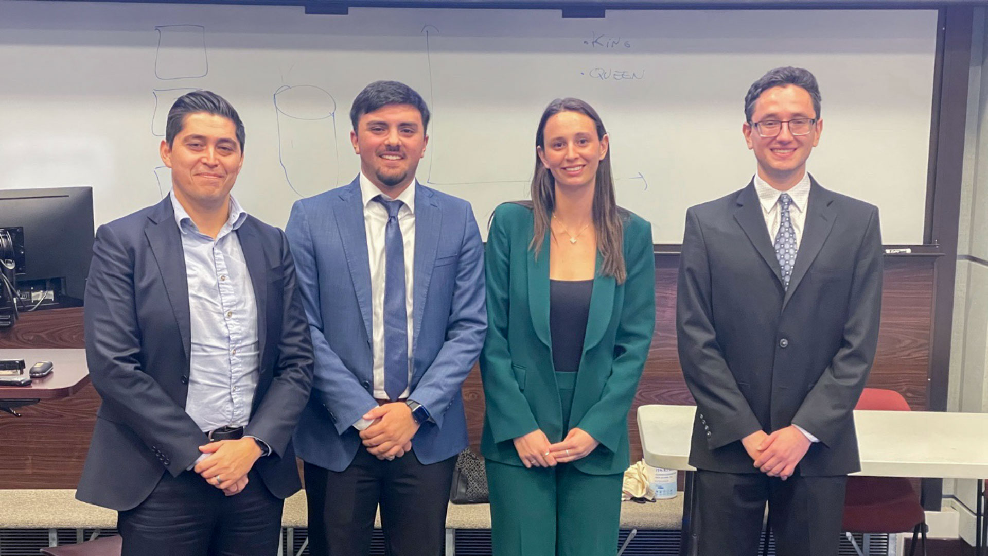 The First Place Team (from left to right): Patricio Munoz (KPMG), Ethan Calleros, Claudia Melena, and Jose Rangel-Orozco.