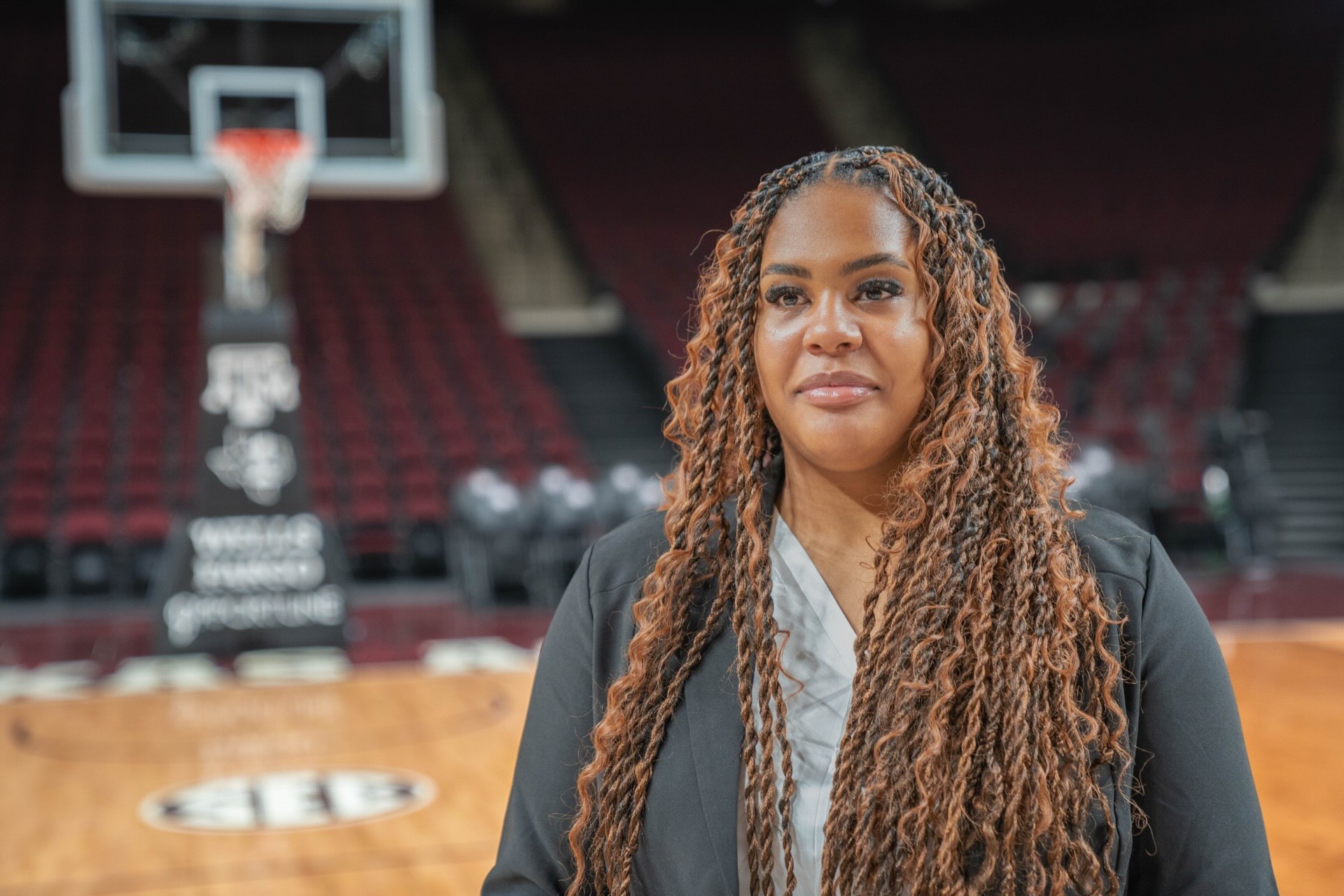 Jada Malone in the basketball court