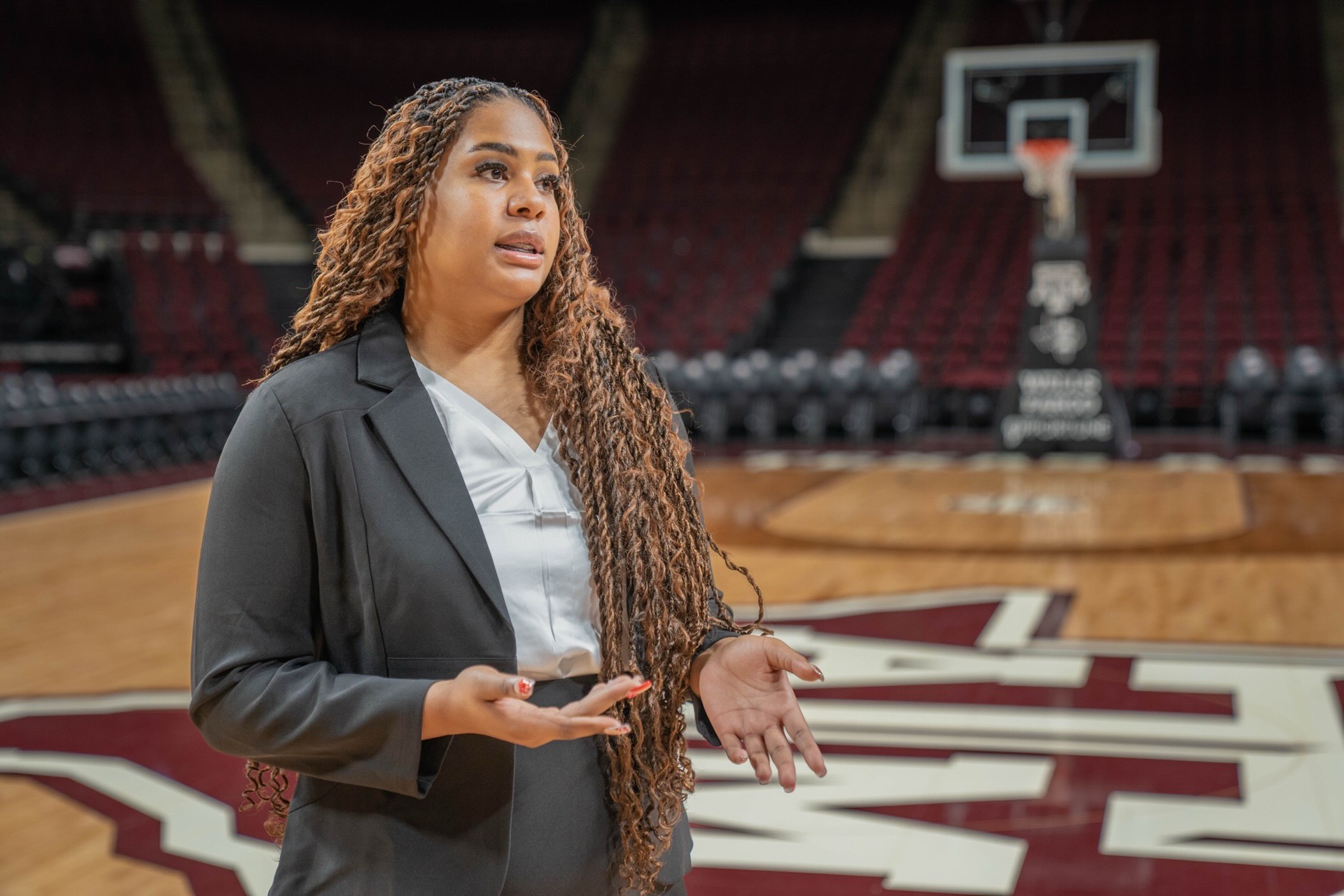 Jada Malone in the basketball court